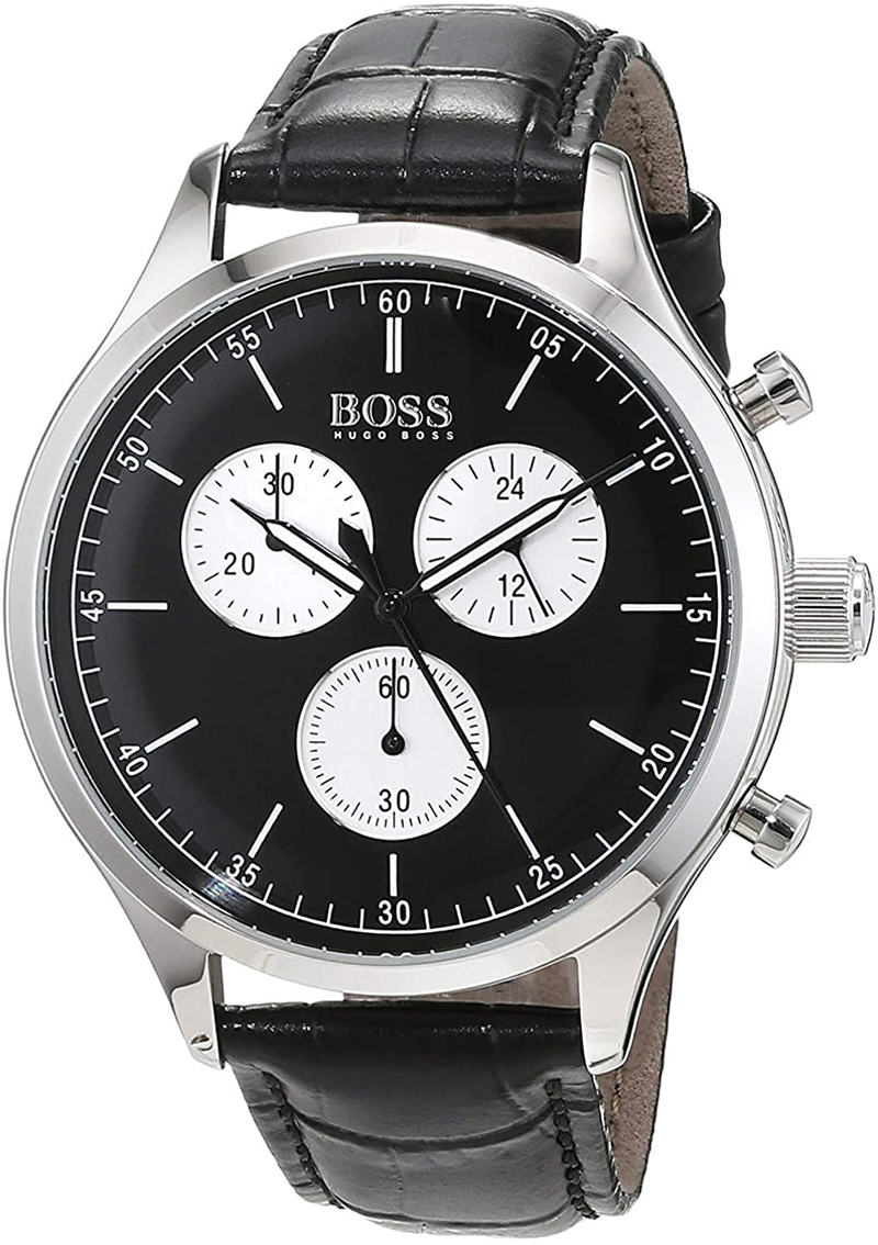 Hugo Boss Companion Black Dial Black Leather Strap Watch for Men - 1513543 Buy Now By Hugo Boss