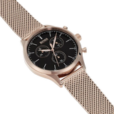 Hugo Boss Companion Chronograph Black Dial Rose Gold Mesh Strap Watch For Men - 1513548