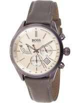 Hugo Boss Grand Prix Silver Dial Grey Leather Strap Watch for Men - 1513603 Buy Now By Hugo Boss
