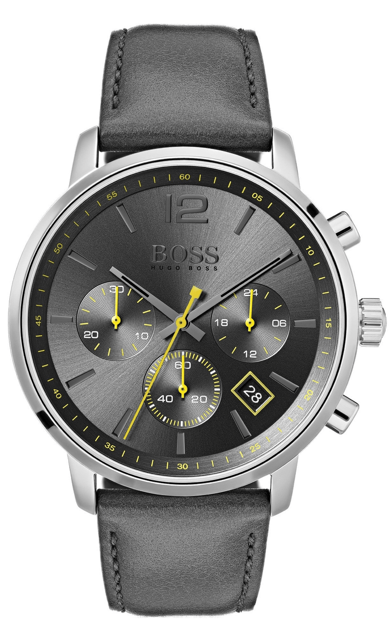 Hugo Boss Attitude Grey Dial Grey Leather Strap Watch for Men - 1513658 Buy Now By Hugo Boss