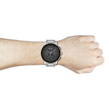 Hugo Boss Peak Chronograph Black Dial Silver Steel Strap Watch for Men - 1513762