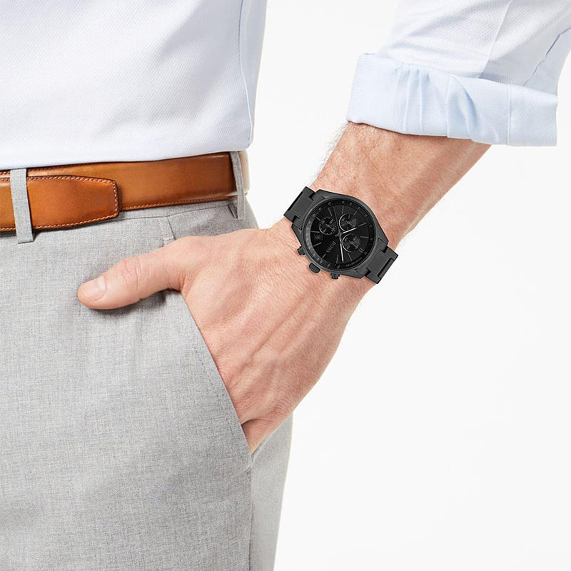 Hugo Boss Grand Prix Black Dial Black Steel Strap Watch for Men - 1513676 Buy Now By Hugo Boss