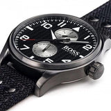 Hugo Boss Aeroliner Chronograph Black Dial Black Leather Strap Watch For Men - 1513086 Buy Now By Hugo Boss