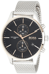 Hugo Boss Associate Black Dial Silver Mesh Bracelet Watch for Men - 1513805 Buy Now By Hugo Boss
