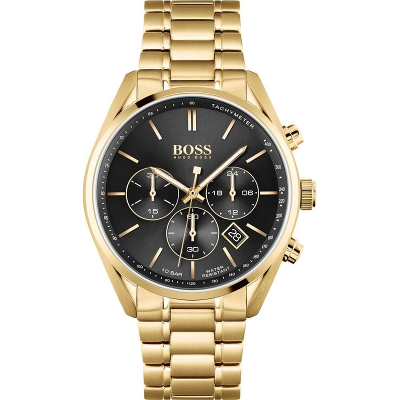 Hugo Boss Champion Black Dial Gold Steel Strap Watch for Men - 1513848 Buy Now By Hugo Boss