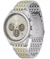 Shop Hugo Boss Gregor Chronograph Silver Dial Two Tone Steel Strap Watch For Men - 1514053 in USA