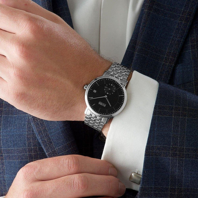 Hugo Boss Corporal Black Dial Silver Mesh Bracelet Watch for Men - 1513641 Buy Now By Hugo Boss