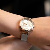 Hugo Boss Flawless Chronograph Silver Dial Silver Mesh Bracelet Watch for Women -1502551