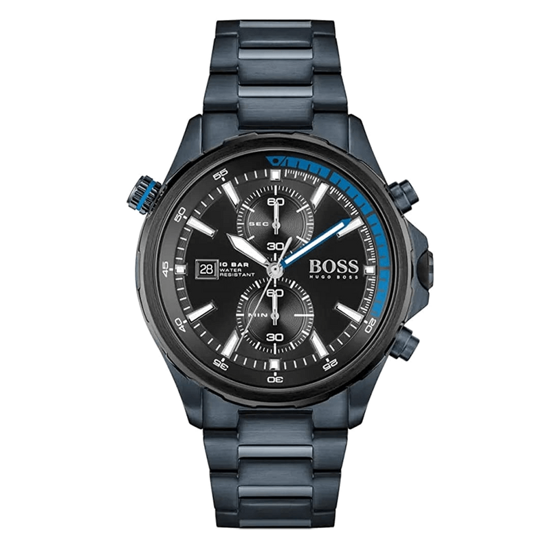 Hugo Boss Globetrotter Black Dial Black Steel Strap Watch for Men - 1513824 Buy Now By Hugo Boss
