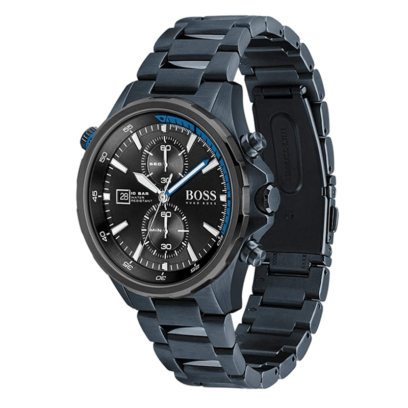 Hugo Boss Globetrotter Black Dial Black Steel Strap Watch for Men - 1513824 Buy Now By Hugo Boss