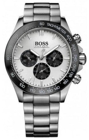 Hugo Boss Ikon Chronograph Silver Dial Silver Steel Strap Watch for Men - 1512964