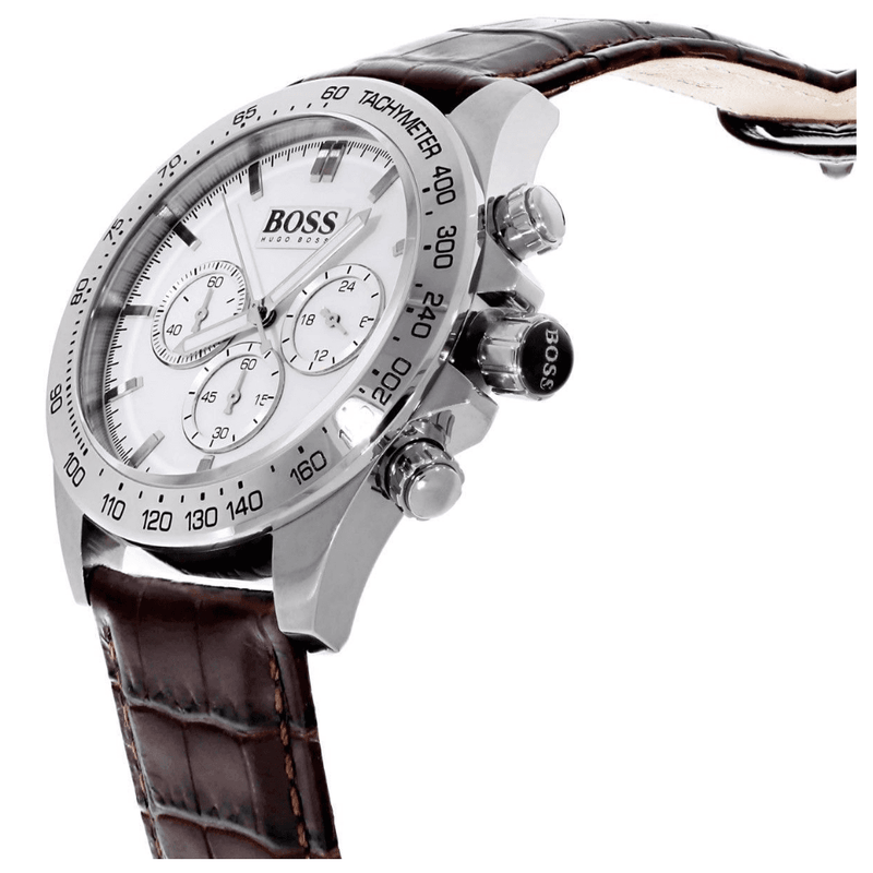 Hugo Boss Ikon White Dial Brown Leather Strap Watch for Men - 1513175 Buy Now By Hugo Boss