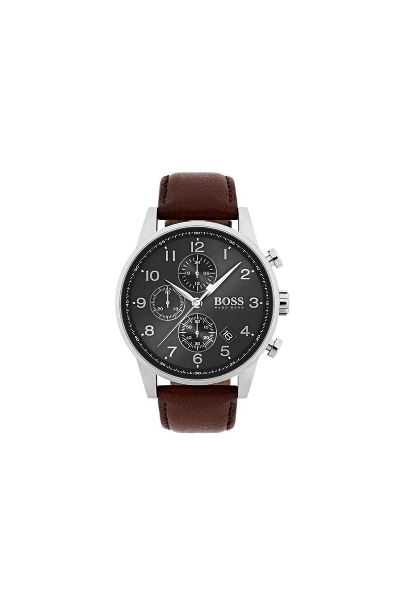 Hugo Boss Navigator Grey Dial Brown Leather Strap Watch for Men - 1513494 Buy Now By Hugo Boss