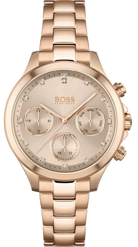 Shop Hugo Boss Carnation Gold Dial Gold Steel Strap Watch for Women - 1502592 in USA