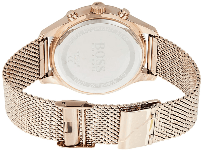 Hugo Boss Companion Chronograph Black Dial Rose Gold Steel Strap Watch For Men - 1513548 Buy Now By Hugo Boss