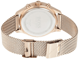 Hugo Boss Companion Chronograph Black Dial Rose Gold Mesh Strap Watch For Men - 1513548