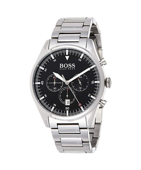 Shop Hugo Boss Pioneer Black Dial Silver Steel Strap Watch for Men - 1513712 in USA