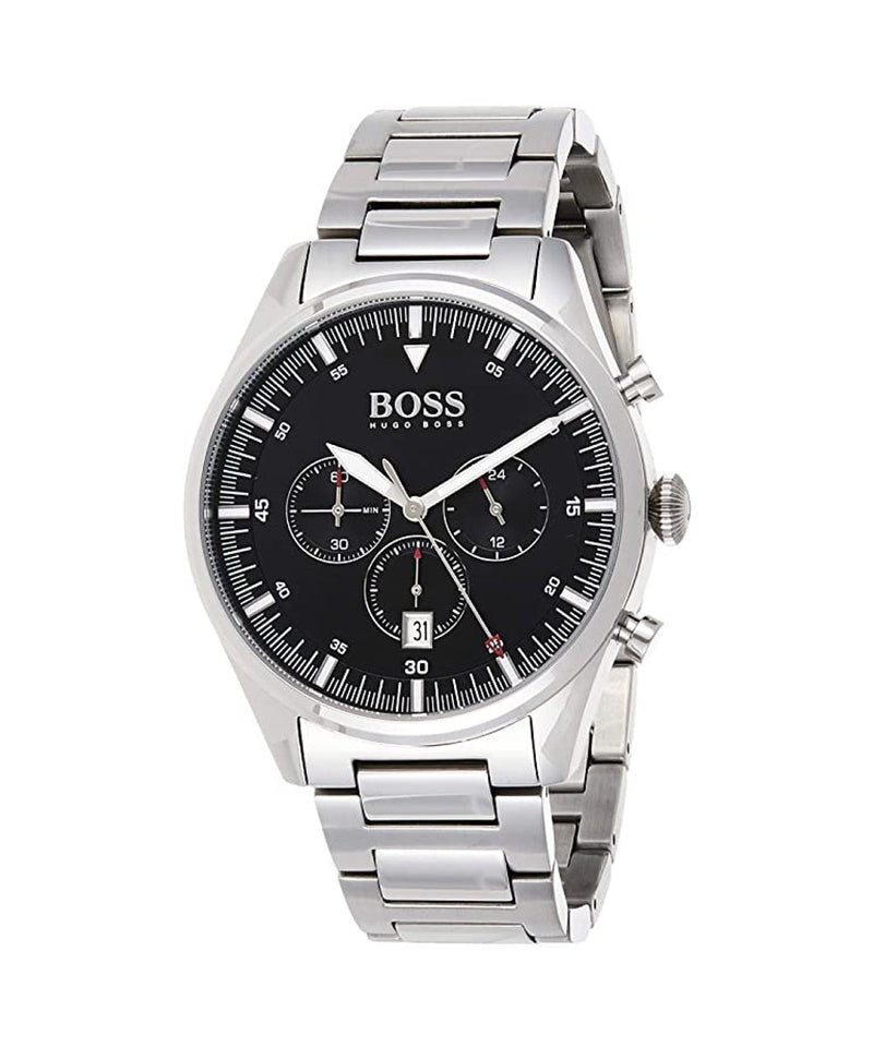 Shop Hugo Boss Pioneer Black Dial Silver Steel Strap Watch for Men - 1513712 in USA