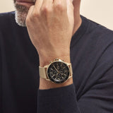 Hugo Boss Admiral Chronograph Black Dial Gold Mesh Bracelet Watch for Men - 1513906
