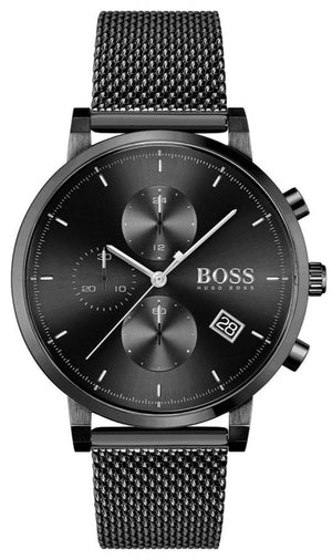 Hugo Boss Integrity Chronograph Black Dial Black Mesh Bracelet Watch for Men - 1513813