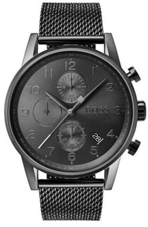Hugo Boss Navigator Chronograph Grey Dial Grey Mesh Bracelet Watch for Men - 1513674