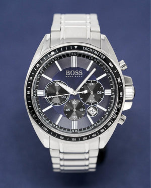 Hugo Boss Driver Chronograph Blue Dial Silver Steel Strap Watch for Men - 1513081