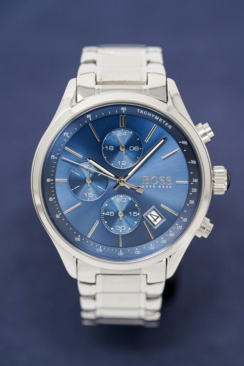 Hugo Boss Grand Prix Blue Dial Silver Steel Strap Watch for Men - 1513478 Buy Now By Hugo Boss
