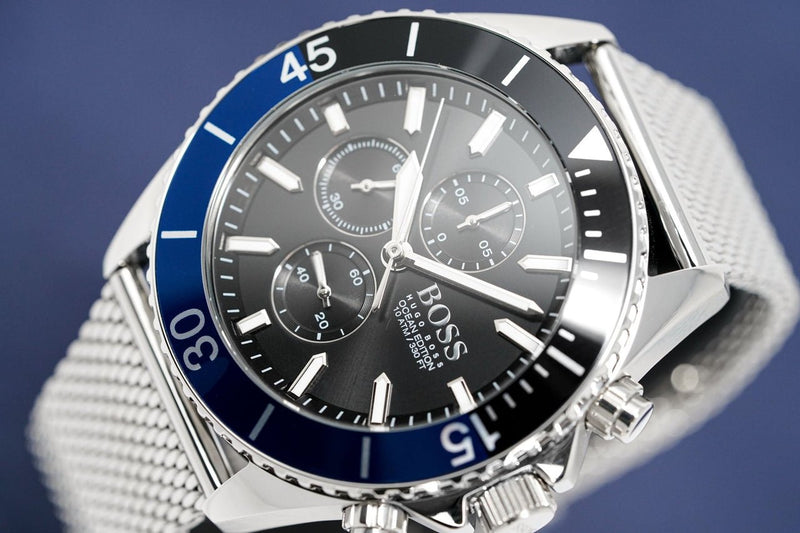 Hugo Boss Ocean Edition Black Dial Silver Mesh Strap Watch for Men - 1513742 Buy Now By Hugo Boss