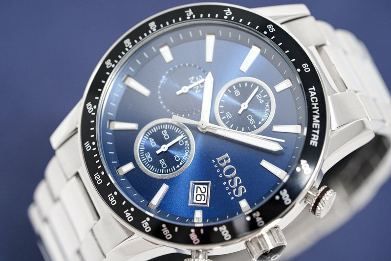 Hugo Boss Chronograph Driver Blue Dial Silver Steel Strap Watch for Men - 1513081 Buy Now By Hugo Boss