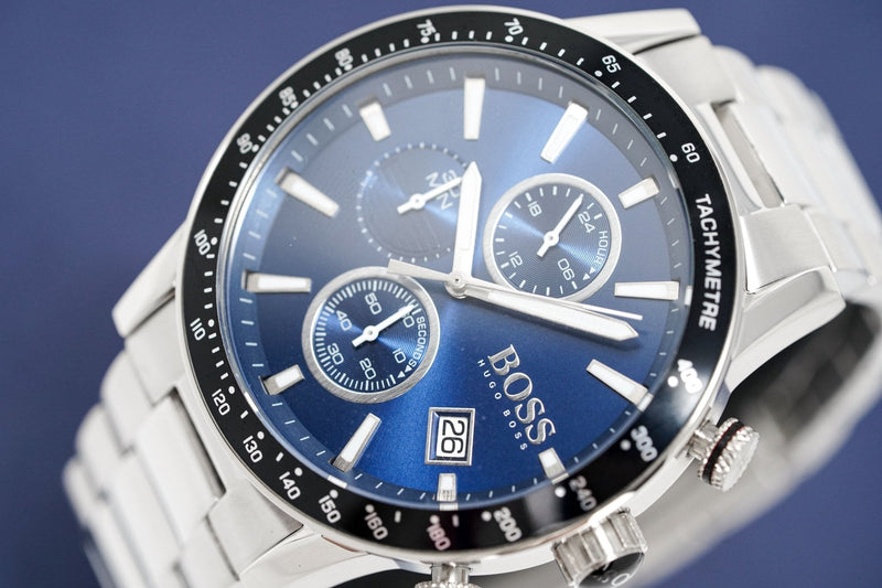 Shop Hugo Boss Rafale Quartz Blue Dial Silver Steel Strap Watch for Men - 1513510 in USA
