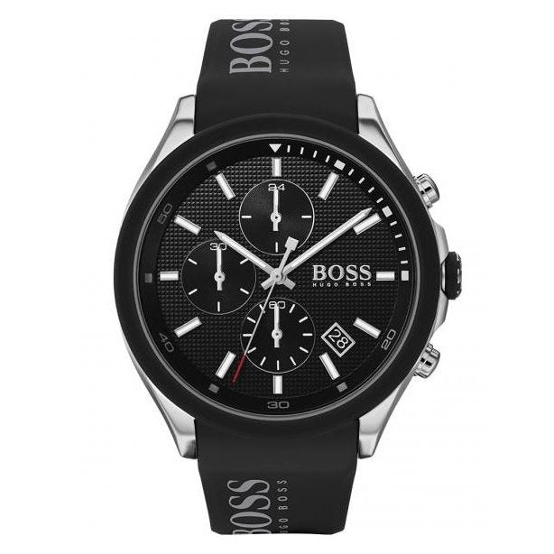 Shop Hugo Boss Velocity Black Dial Black Leather Strap Watch for Men - 1513716 in USA