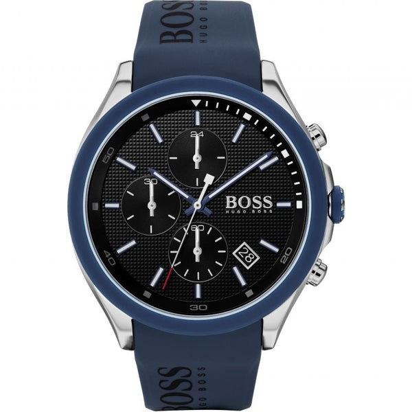 Shop Hugo Boss Velocity Black Dial Blue Rubber Strap Watch for Men - 1513717 in USA