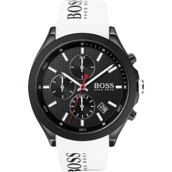 Shop Hugo Boss Velocity Black Dial White Rubber Strap Watch for Men - 1513718 in USA