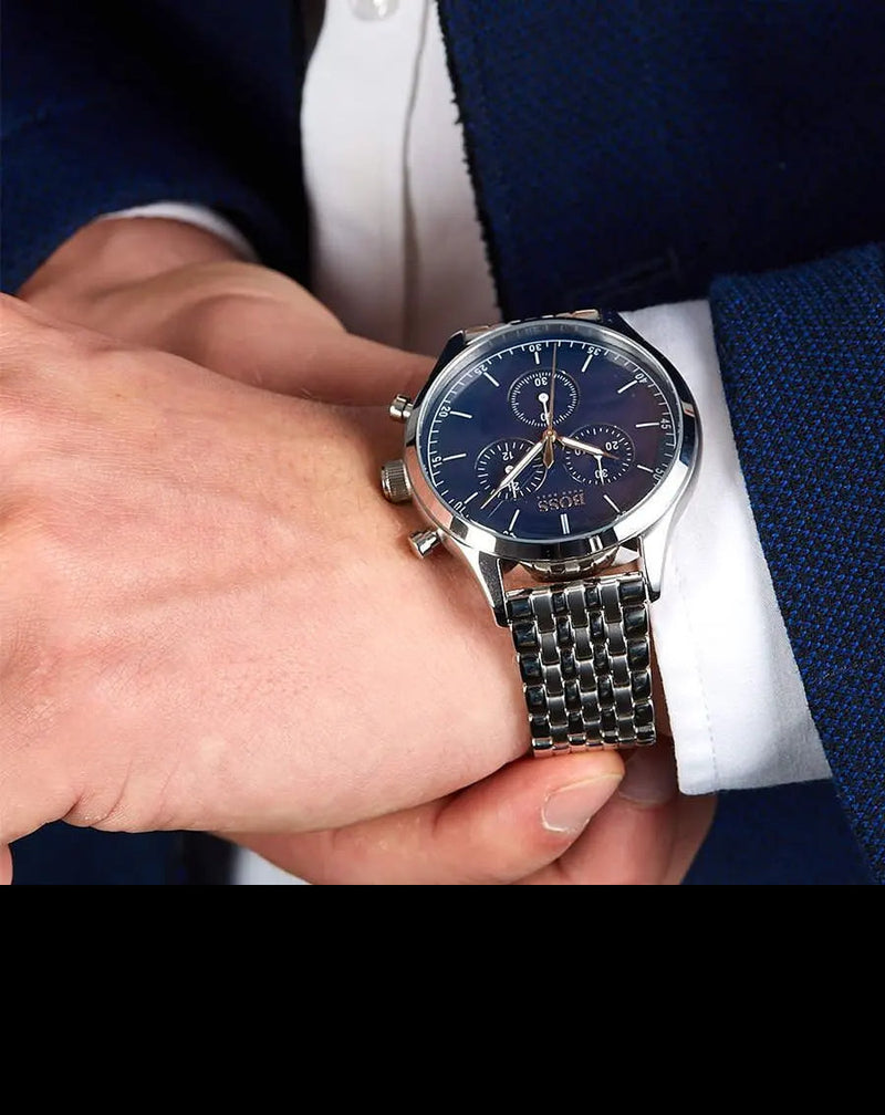 Shop Hugo Boss Companion Blue Dial Silver Steel Strap Watch for Men - 1513653 in USA