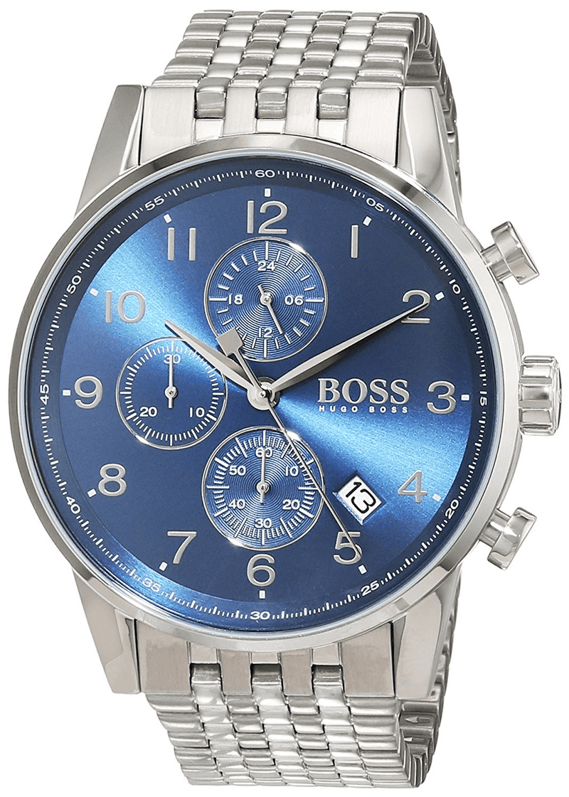 Hugo Boss Navigator Chronograph Blue Dial Silver Steel Strap Watch for Men - 1513498 Buy Now By Hugo Boss