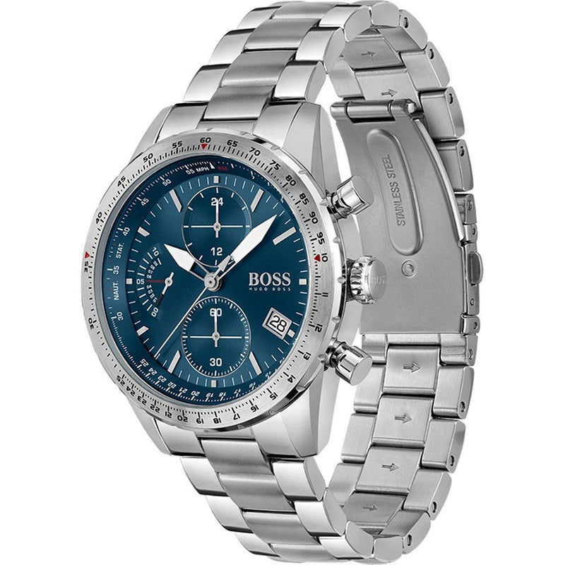 Hugo Boss Pilot Blue Dial Silver Steel Strap Watch for Men - 1513850 Buy Now By Hugo Boss