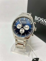 Shop Hugo Boss Pioneer Blue Dial Silver Steel Strap Watch for Men - 1513713 in USA