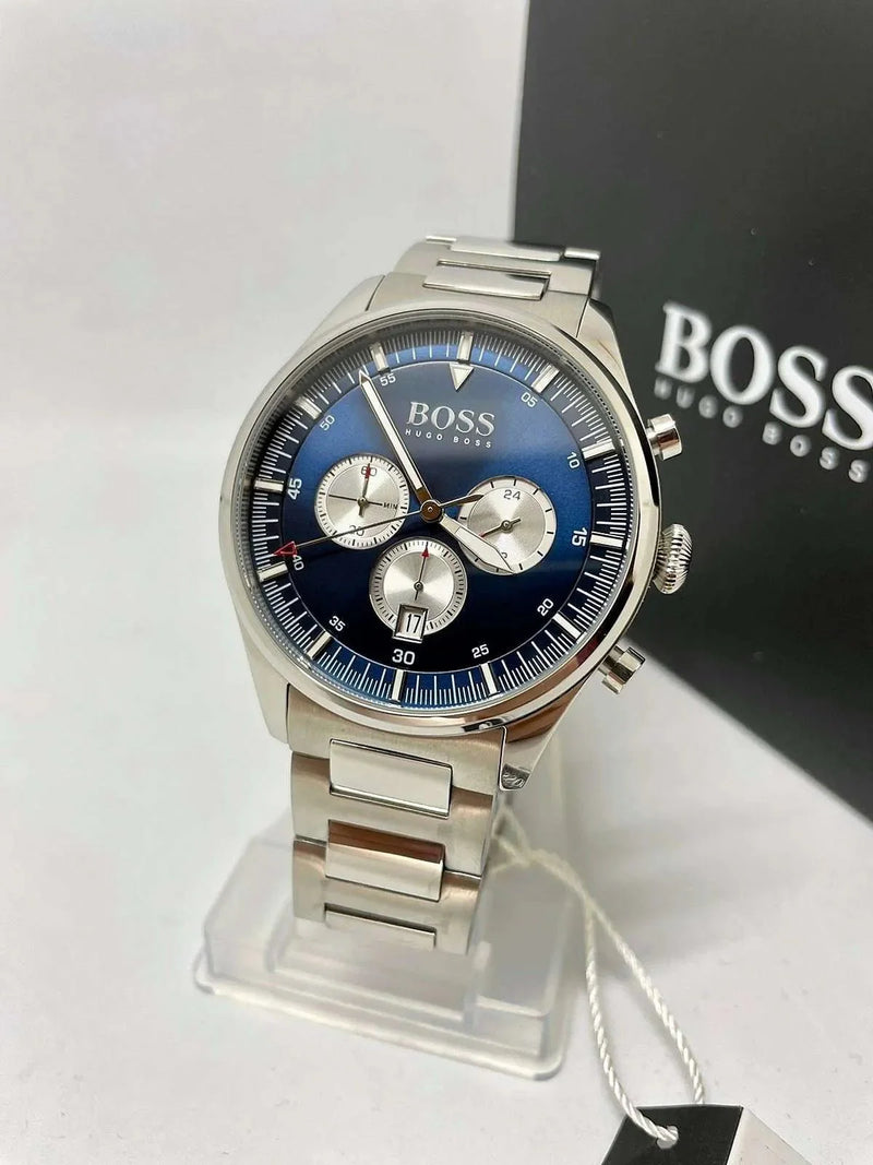 Shop Hugo Boss Pioneer Blue Dial Silver Steel Strap Watch for Men - 1513713 in USA