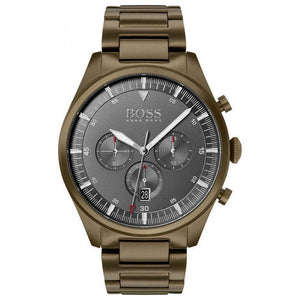 Hugo Boss Pioneer Chronograph Gray Dial Brown Steel Strap Watch for Men - 1513715
