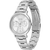 Hugo Boss Prima Chronograph Silver Dial Silver Steel Strap Watch for Women - 1502570