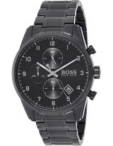 Hugo Boss Skymaster Chronograph Black Dial Black Steel Strap Watch for Men - 1513785 Buy Now By Hugo Boss