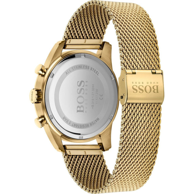 Shop Hugo Boss Skymaster Black Dial Gold Mesh Bracelet Watch for Men - 1513838 in USA