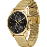 Shop Hugo Boss Skymaster Black Dial Gold Mesh Bracelet Watch for Men - 1513838 in USA