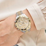 Hugo Boss Novia Chronograph Gold Dial Two Tone Steel Strap Watch for Women - 1502618