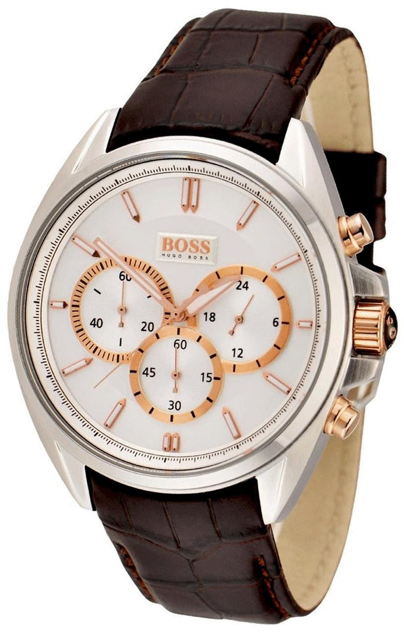 Hugo Boss Driver Chronograph Silver Dial Brown Leather Strap Watch For Men - 1512881 Buy Now By Hugo Boss