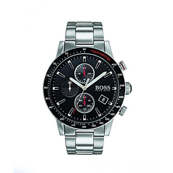 Shop Hugo Boss Rafale Chronograph Black Dial Silver Steel Strap Watch for Men - 1513509 in USA