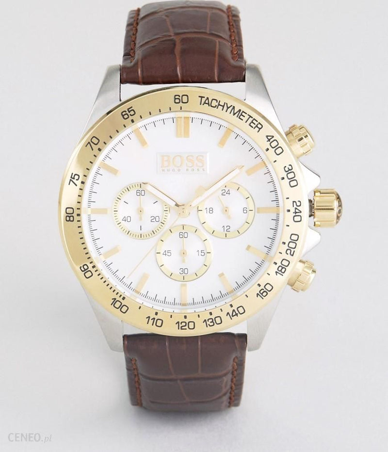 Hugo Boss Ikon White Dial Brown Leather Strap Watch for Men - 1513174 Buy Now By Hugo Boss