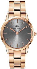 Daniel Wellington Iconic Link Grey Dial Rose Gold Steel Strap Watch For Women - DW00100332 Buy Now By Daniel Wellington