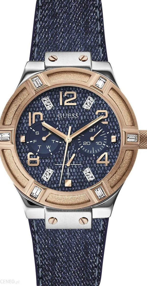 Guess Jet Setter Analog Blue Dial Blue Denim Strap Watch For Women - W0289L1 Buy Now By Guess