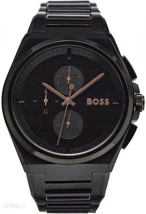 Hugo Boss Steer Chronorgaph Black Dial Black Steel Strap Watch For Men - 1514068